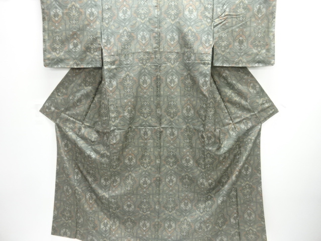 JAPANESE KIMONO / FUSHI TSUMUGI / UNUSED / WOVEN FLOWER CREST